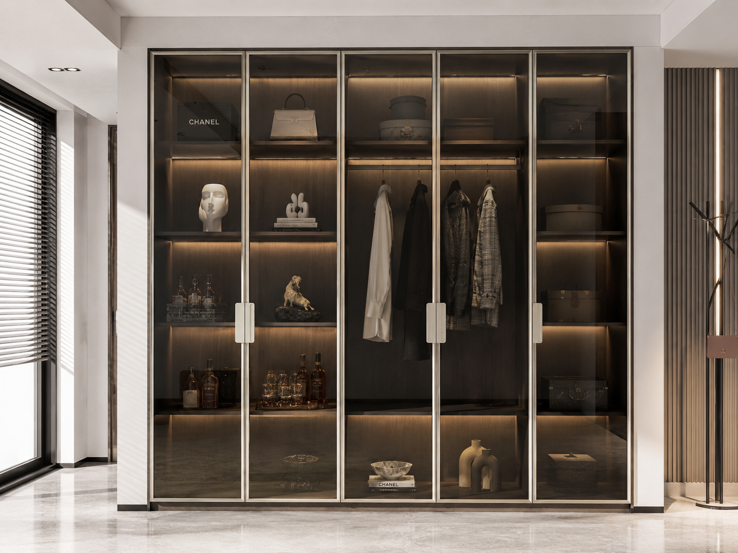 20 Series Vertical Recessed Pull Full-Frame Minimalist Glass Door
