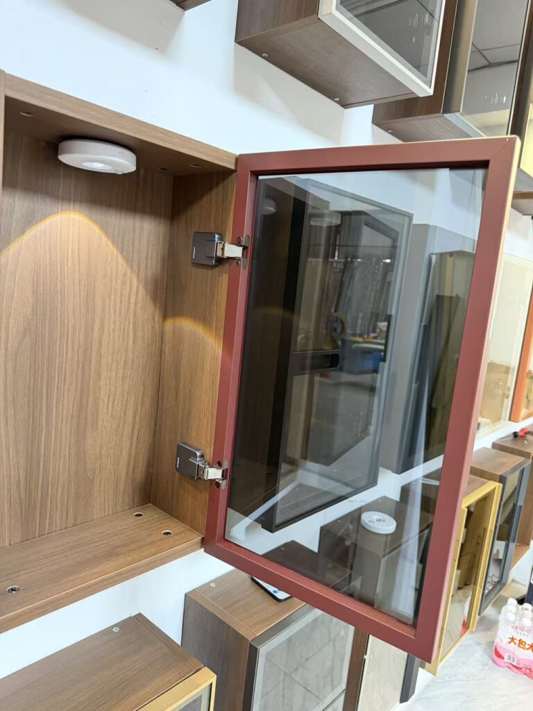 Shoe cabinet glass door case