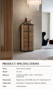 Tall aluminium glass display cabinet dimensions H1383 × W557 × D457 mm with scene reference