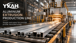 Aluminium profile extrusion line producing interior system profiles
